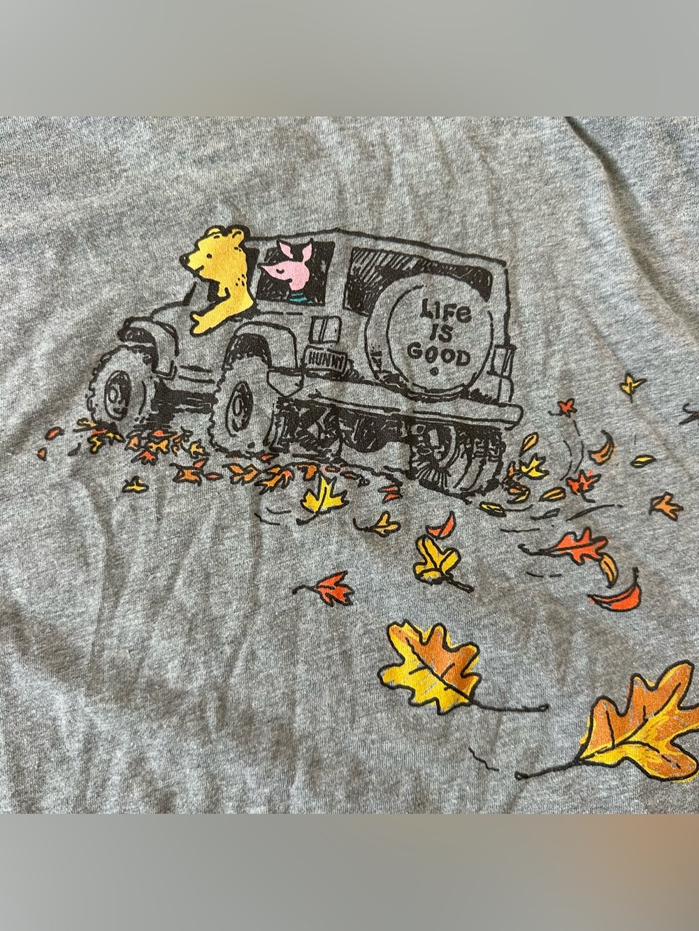Life Is Good Long Sleeve Crusher T-Shirt Men Large Gray Outdoor Fall Winnie Pooh